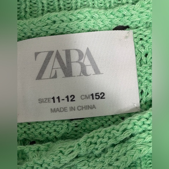 Zara Light Green Crochet Crop Top - Picture 5 of 7